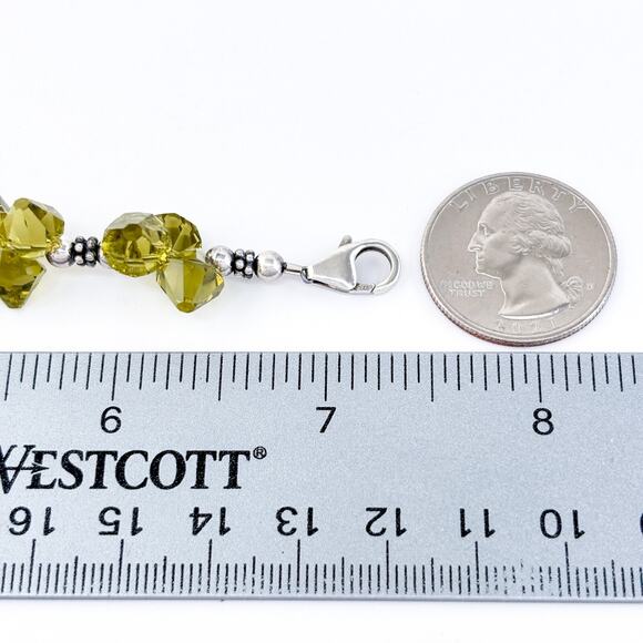 Vintage Sterling Silver 925 Green Crystal Cluster Bead Bracelet 7.25" - Picture 2 of 5